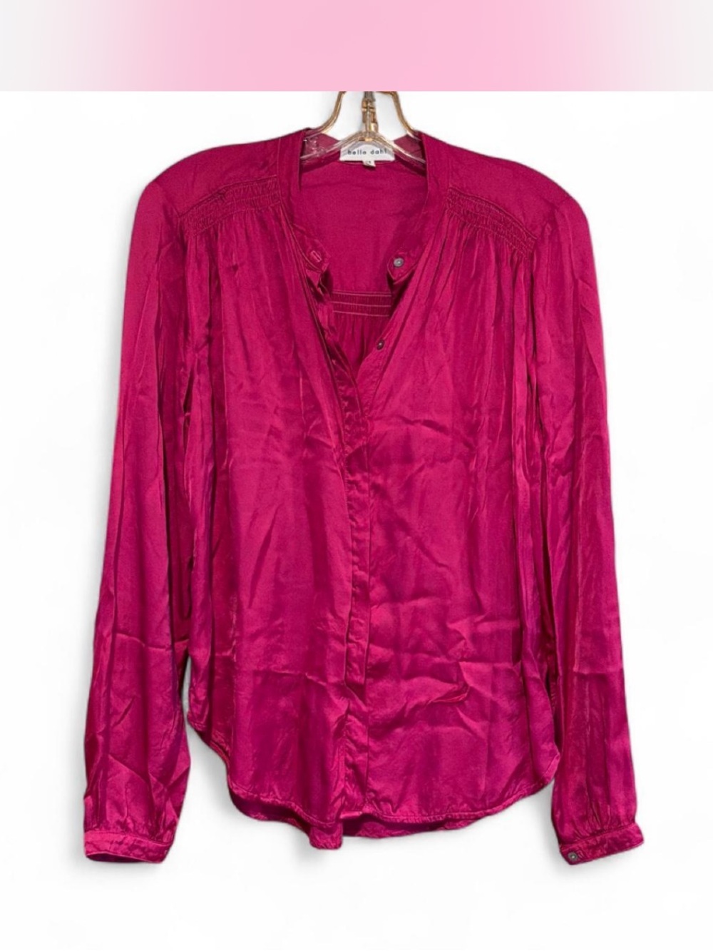 Bella Dahl Fuchsia Button-Down Long Sleeve Blouse